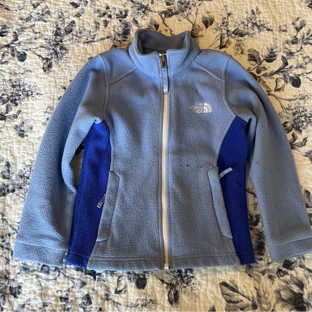 North face kids full zip up fleece jacket blue size XXS 5